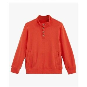 Haloumoning Boys Sweatshirt Size 6-7 Orange Pockets Long Sleeves Mock Neck